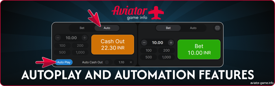Automatic betting features in Aviator IN