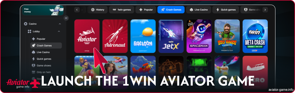 Launch the 1win Aviator India game